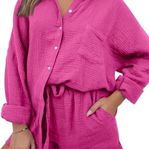 Stylish Two-Piece Pink Lounge Set